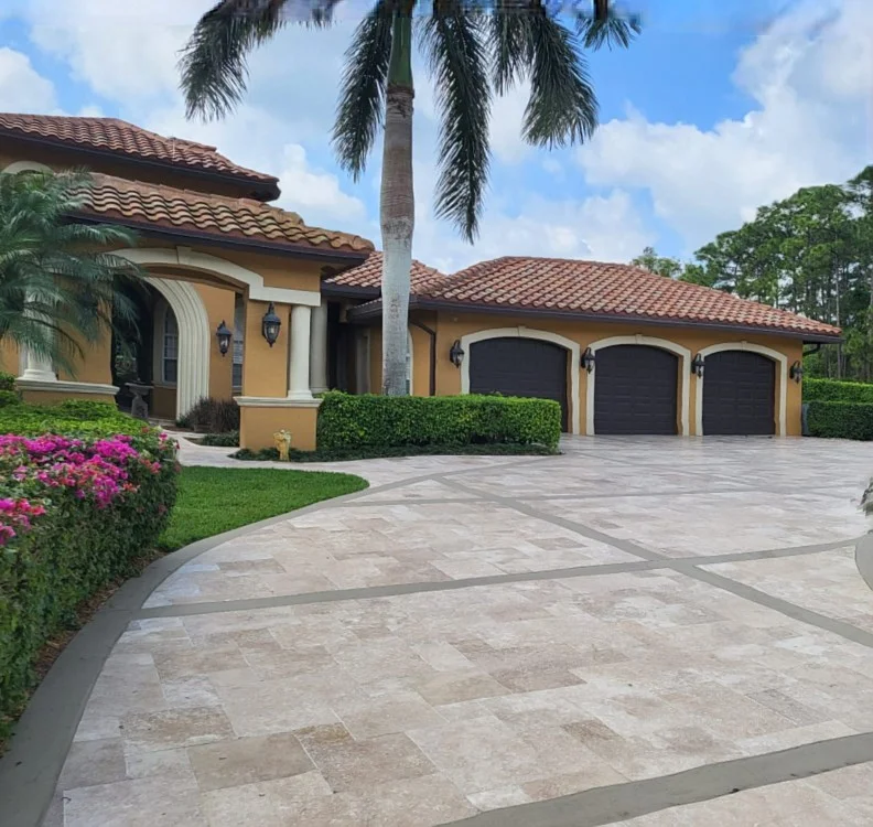 A driveway installed by a professional paver services company